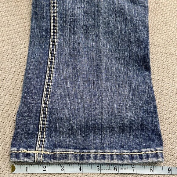 Rock & Roll Denim Womens Blue Jeans Mid Rise Riding Bootcut Leg Cowgirl W26 L36 - Picture 13 of 13